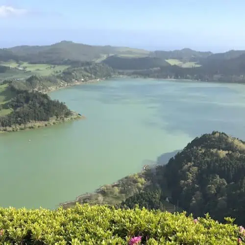 Stunning scenery of a volcanic lake, an important part of a Sao Miguel Azores itinerary.
