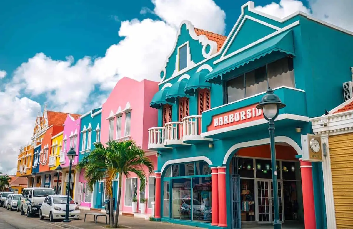 The colourful buildings of Downtown Kralendijk in Bonaire. Credit Tourism Corporation Bonaire