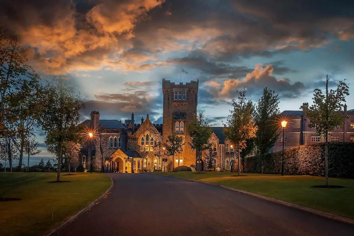 Dusk at Kilronan Castle Estate and Spa.