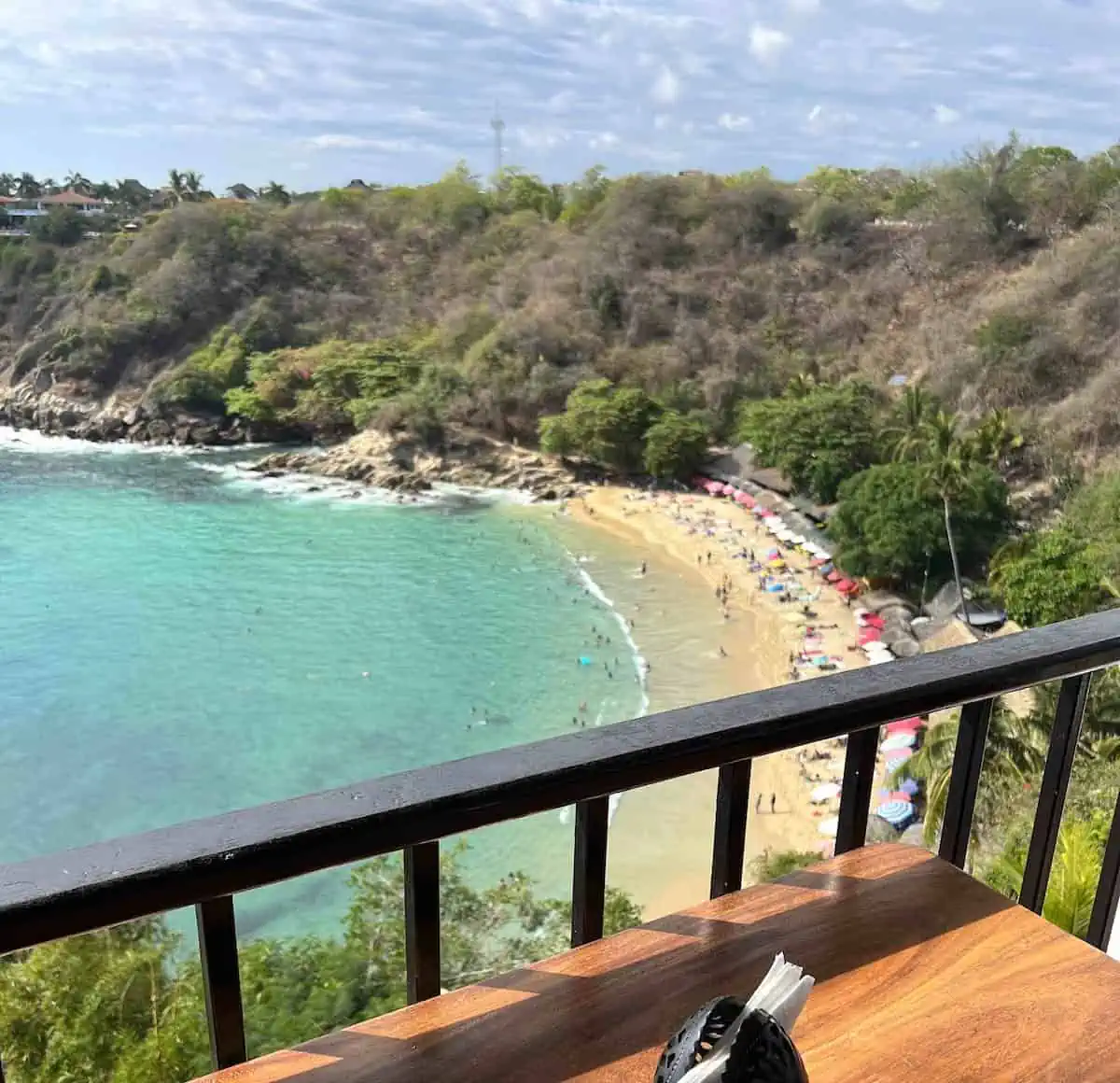 View of Carrizalillo Beach from Espadin Restaurant in Puerto Escondido. 