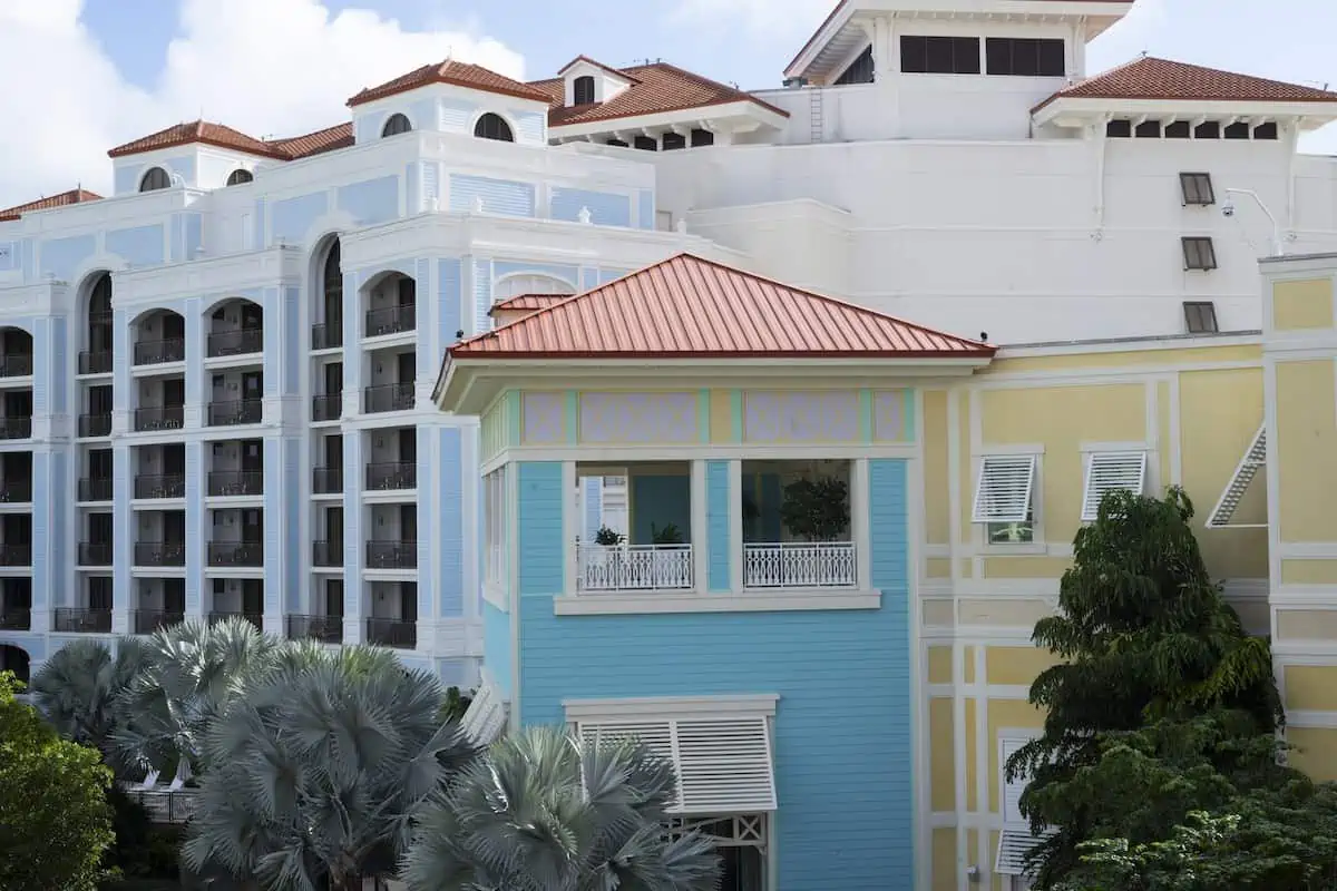 Colourful exterior of Baha Mar in Nassau Bahamas.