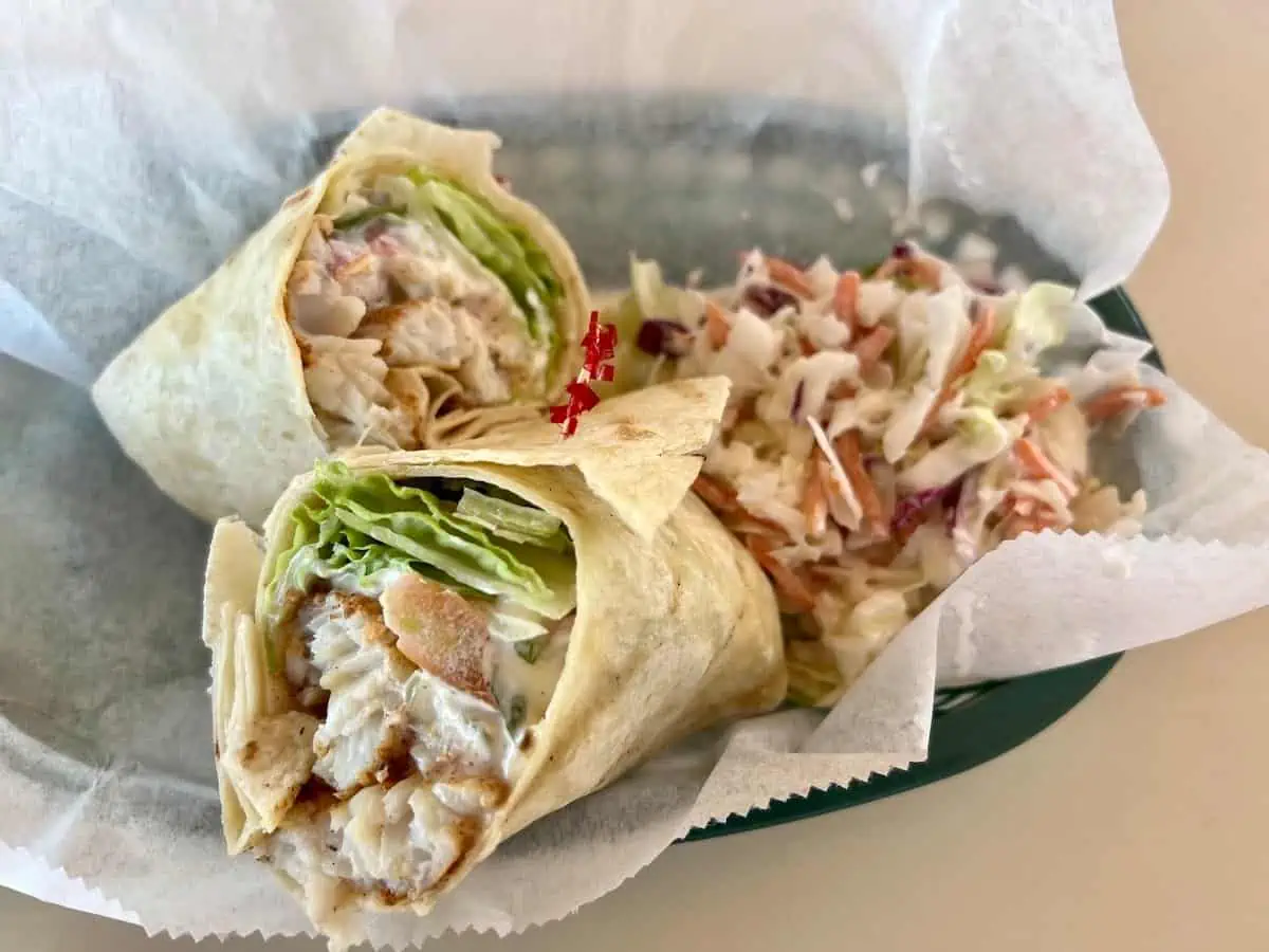 Snapper fish wrap in basket.