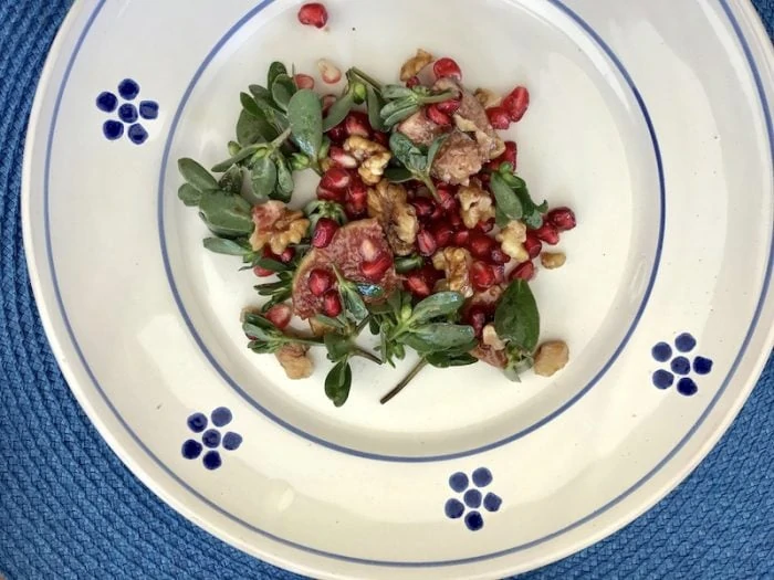 A salad of foraged purslane 