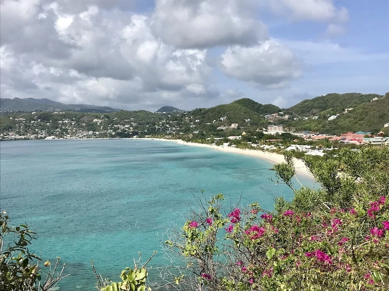 Panoramic view of Grand Anse Beach Grenada