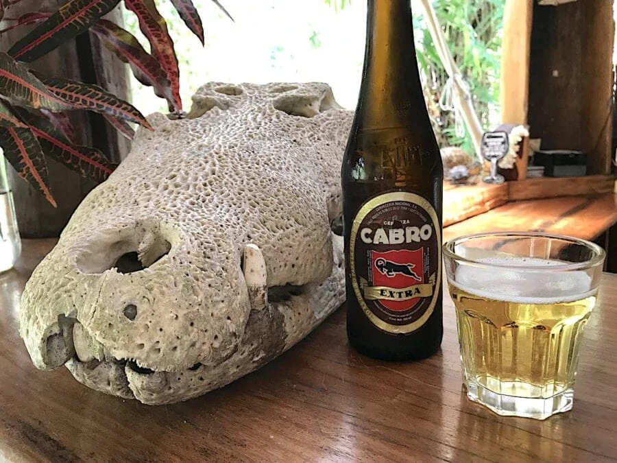 A bottle of Cabro, Guatemalan beer in Yaxha, Guatemala.