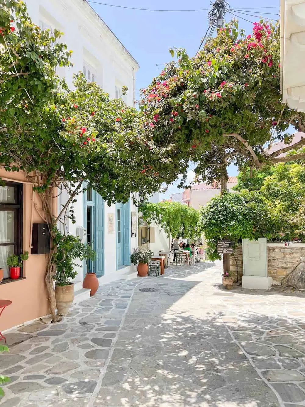 A pretty street in the mountain village of Halki,