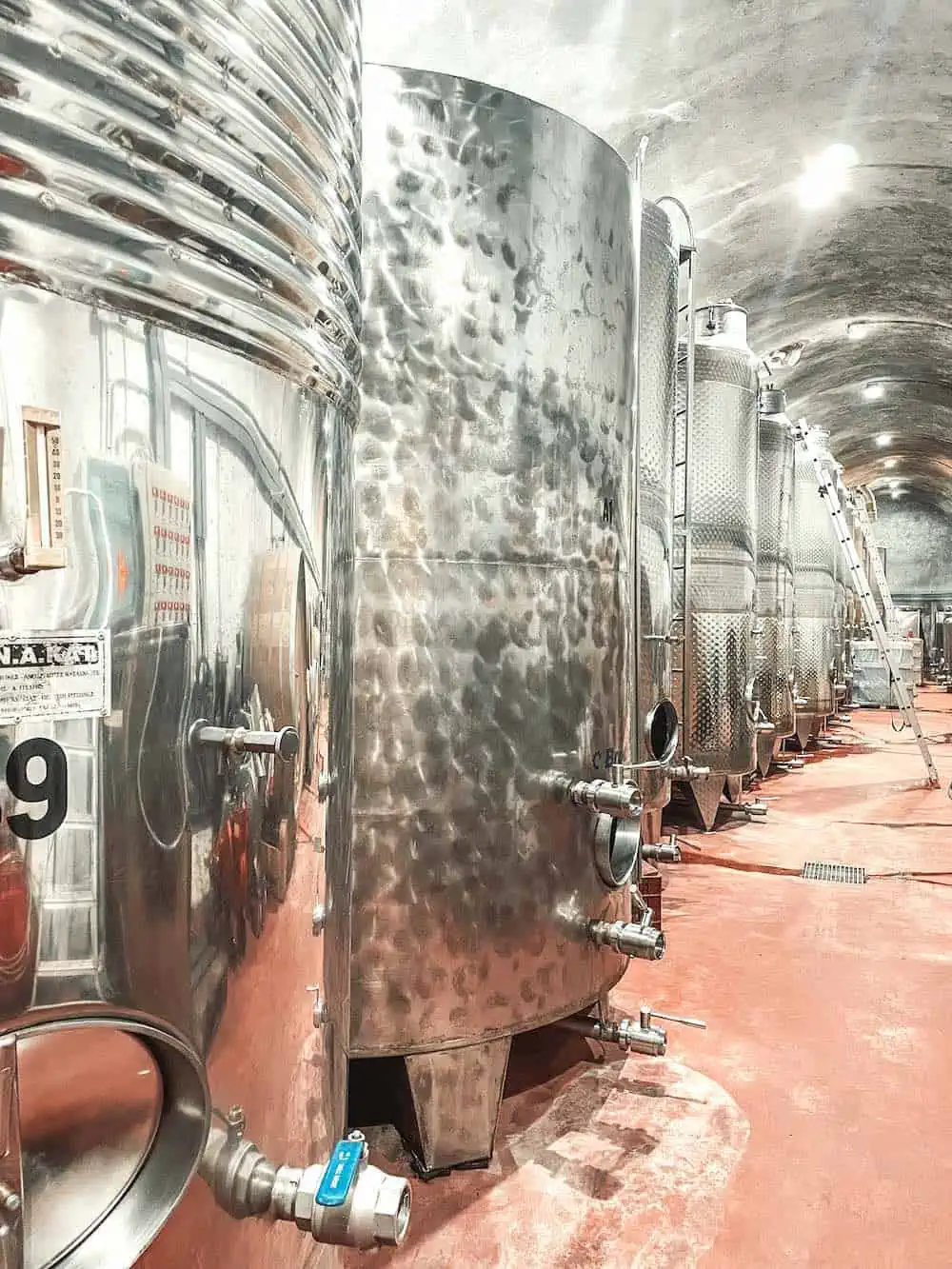 Stainless steel tanks at Hatzidakis Winery. 
