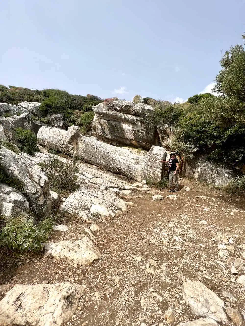 Kouros of Apollonas an unfinished temple statue in an abandoned marble quarry. 