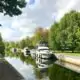 Boats in the lock at Lakefield Ontario.