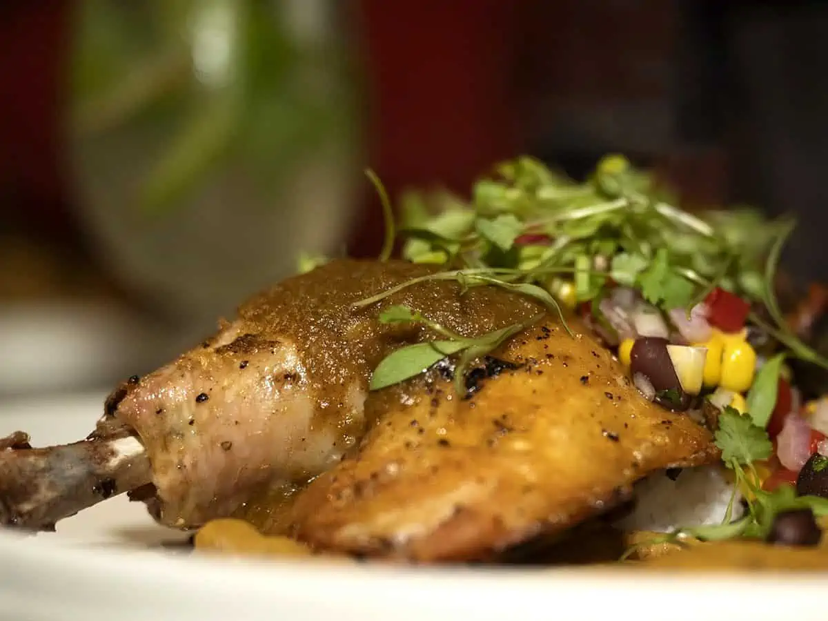 Caribbean chicken at Lovango beach club in USVI.