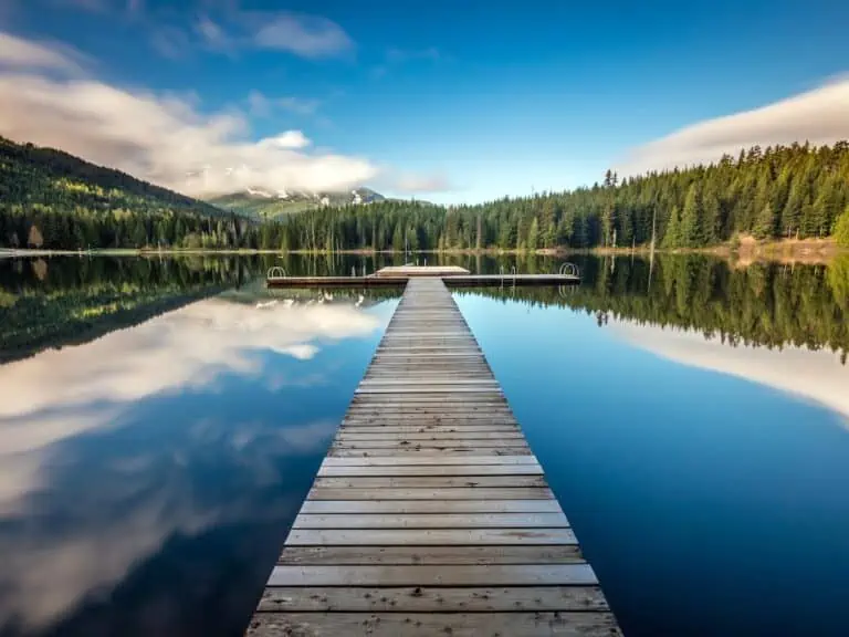 View of a dock in Lost Lake Whistler.