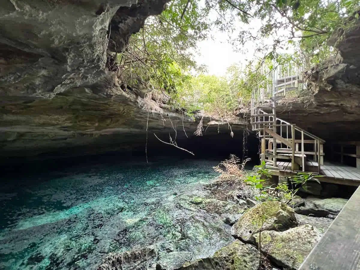 Cave with water in Lucayan National Park.