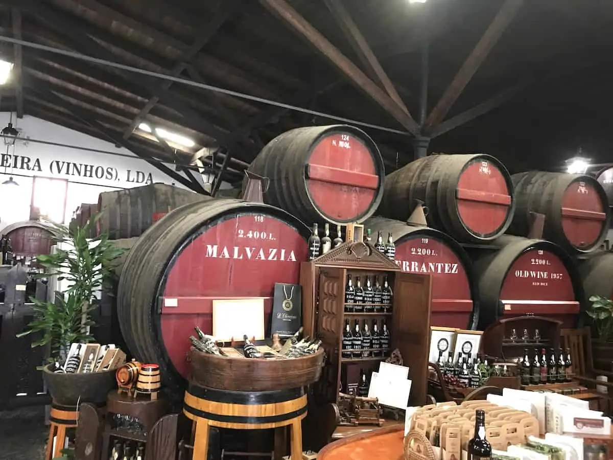 Barrels of Madeira fortified wine in Portugal.