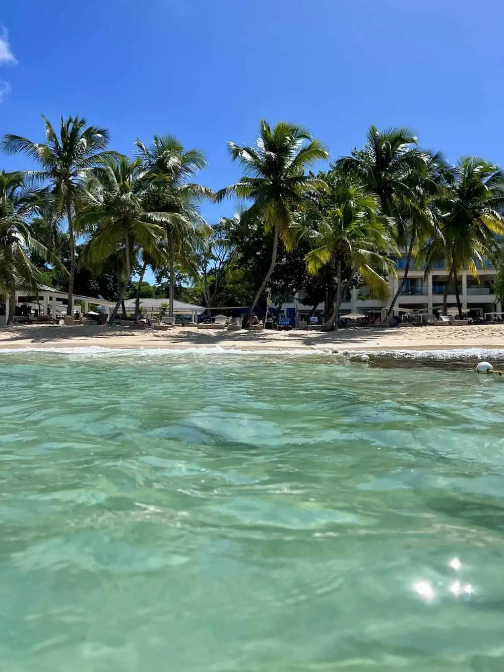 View of the Royalton Grenada  Diamond Club beach zone on Magazine Beach from the water.