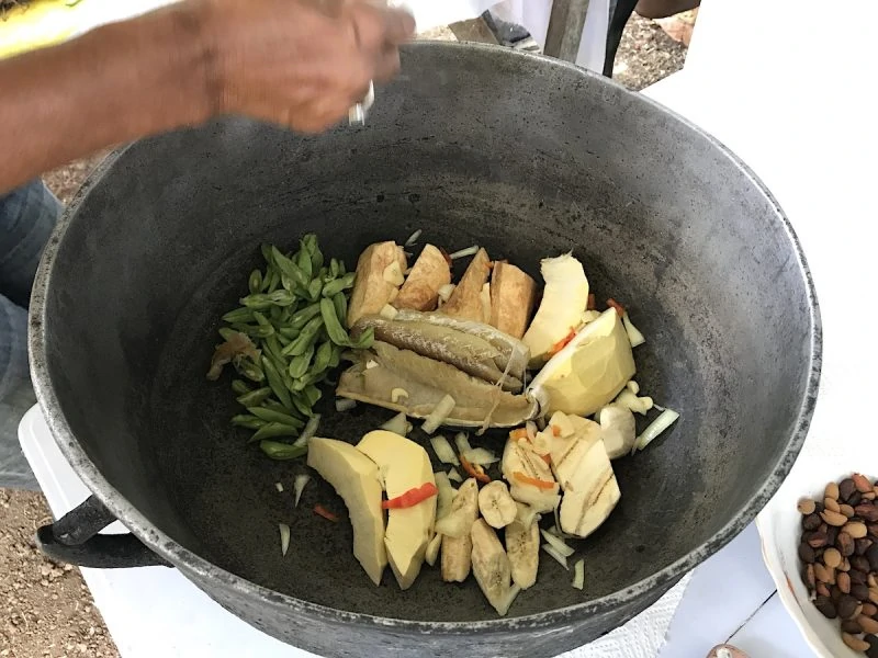 Making oildown in Grenada with Flavours of Grenada 