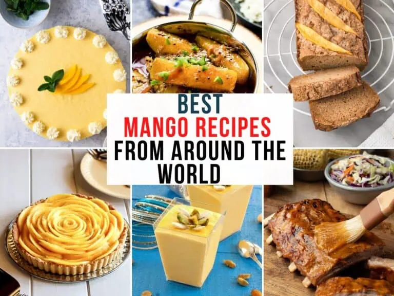 Collage of international mango recipes with text overlay.