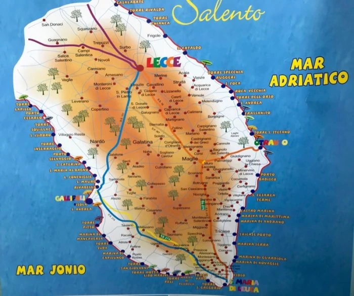 map of salento puglia