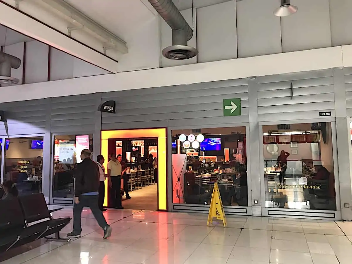 Exterior or Wings restaurant at Mexico City airport.
