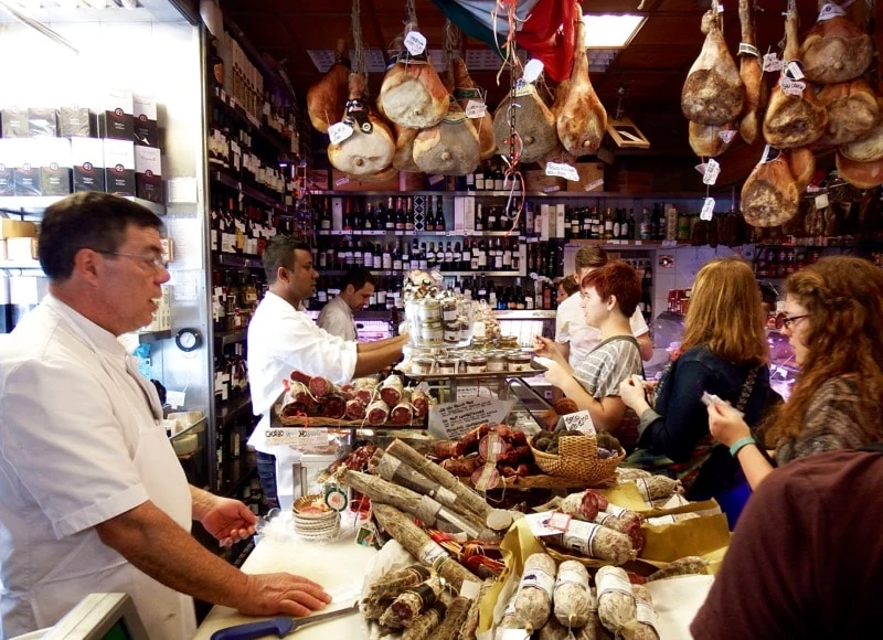 A delicatessen on one of the stops on the Taste of Testaccio food tour in Rome. 