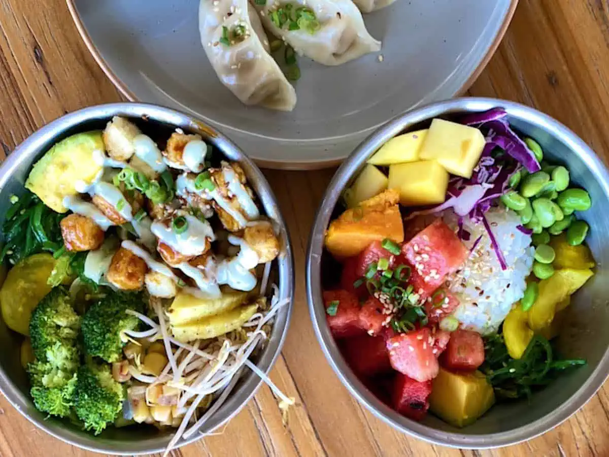 Two vegan poke bowls at Poké Ono.