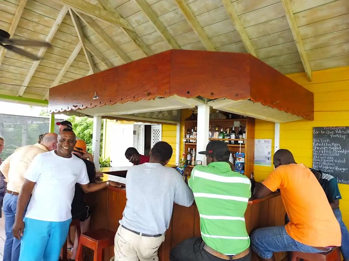 Men at a bar in Nevis.