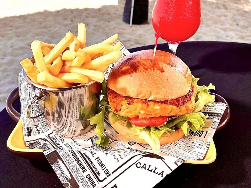 pure beach veggie burger photo cred divi resorts