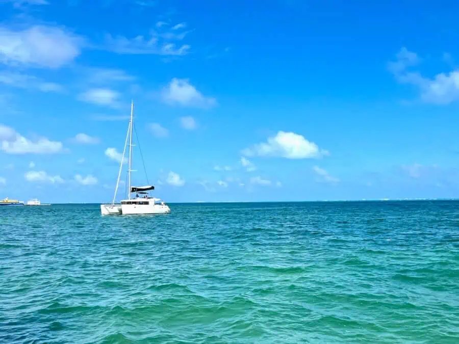 Catamaran to Impression Isla Mujeres on a sunny day.  