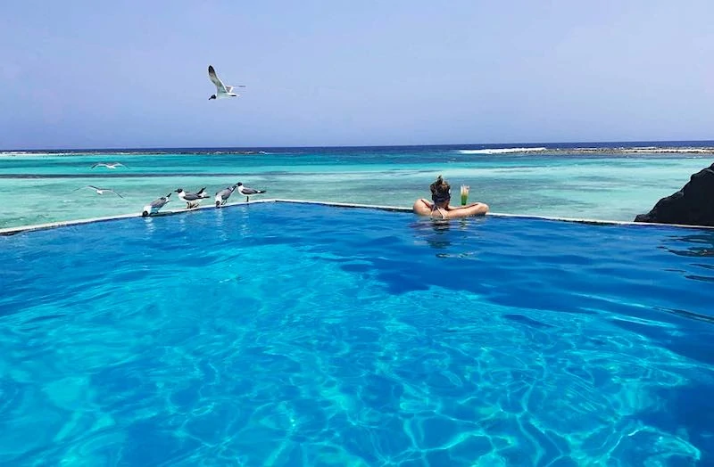 Infinity pool at Rum Reef Bar and Grill on Aruba