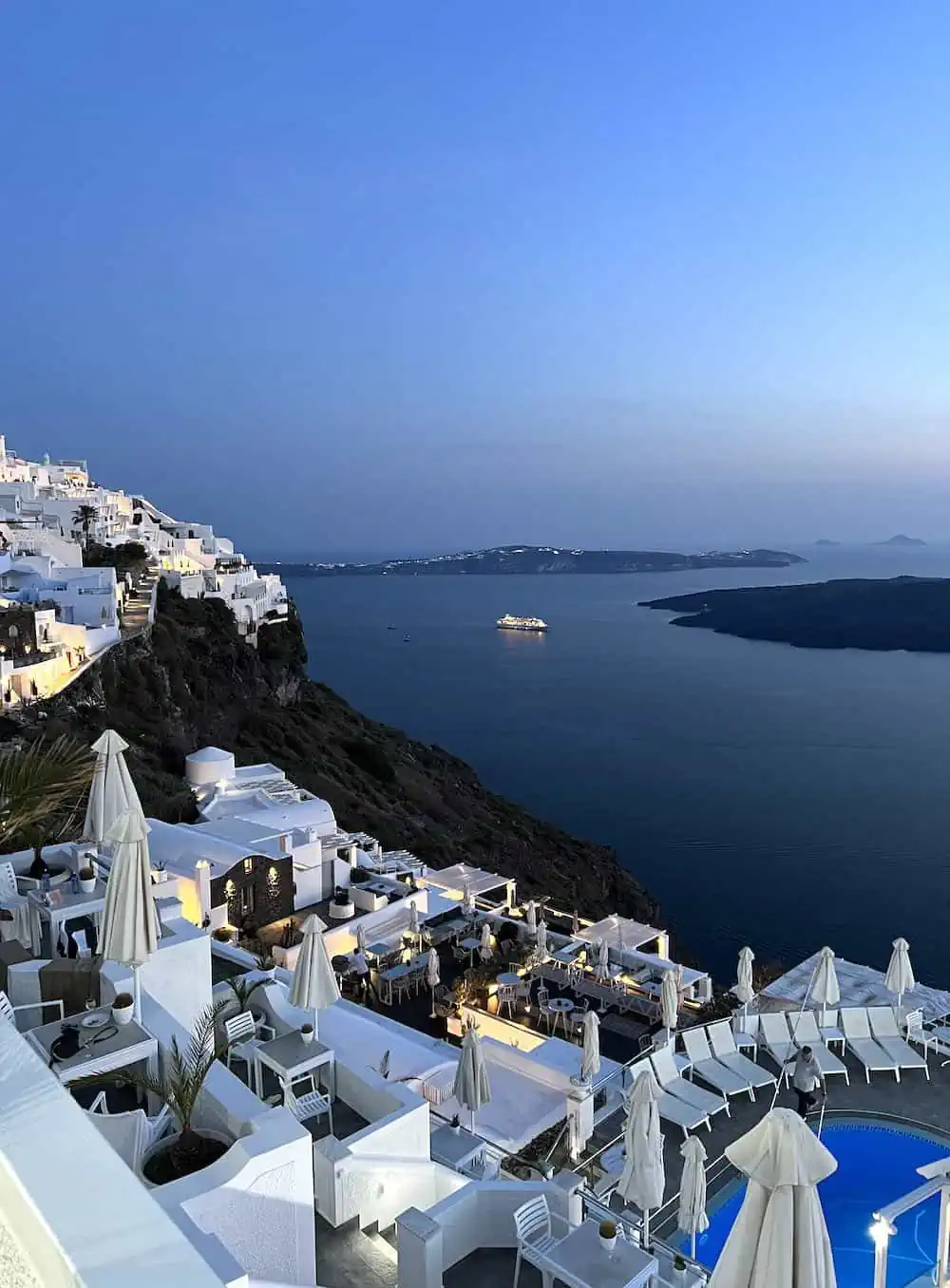 Panoramic view of the caldera in Santorini.