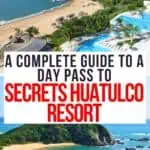 Collage of Huatulo's Conejos Bay and the swimming pools at Secrets Huatulco.