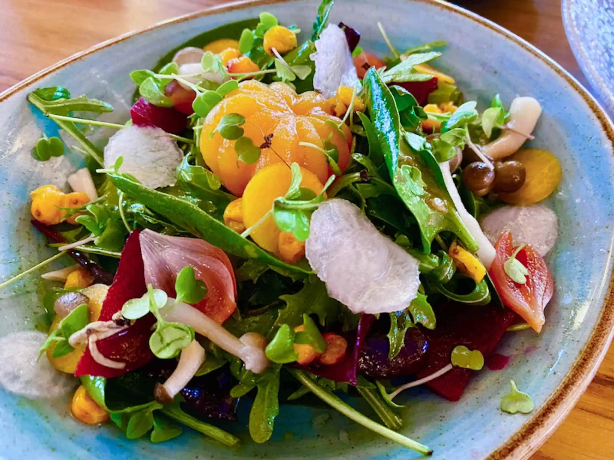 Fresh salad at Senses Fine Dining in Aruba. Credit: Jessica Percy-Campbell