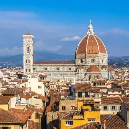 Rooftop view of Duomo cathedral in Florence.