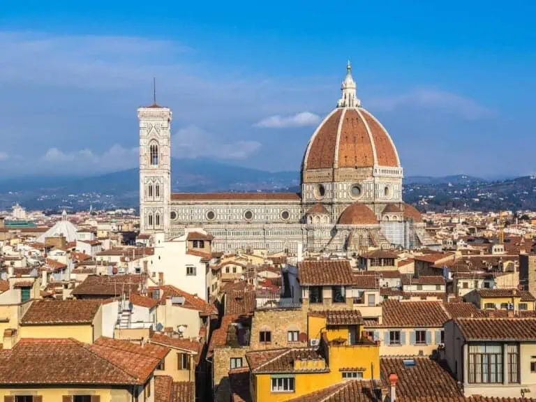 Rooftop view of Duomo cathedral in Florence.