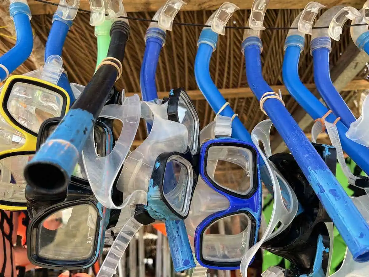 Snorkel equipment for rent in Huatulco.