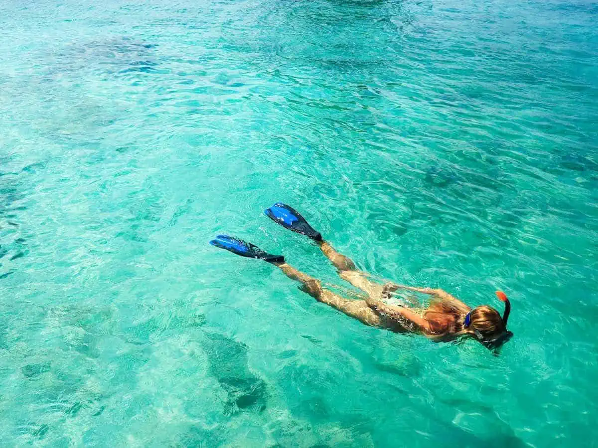 Woman snorkeling in Mexico. 