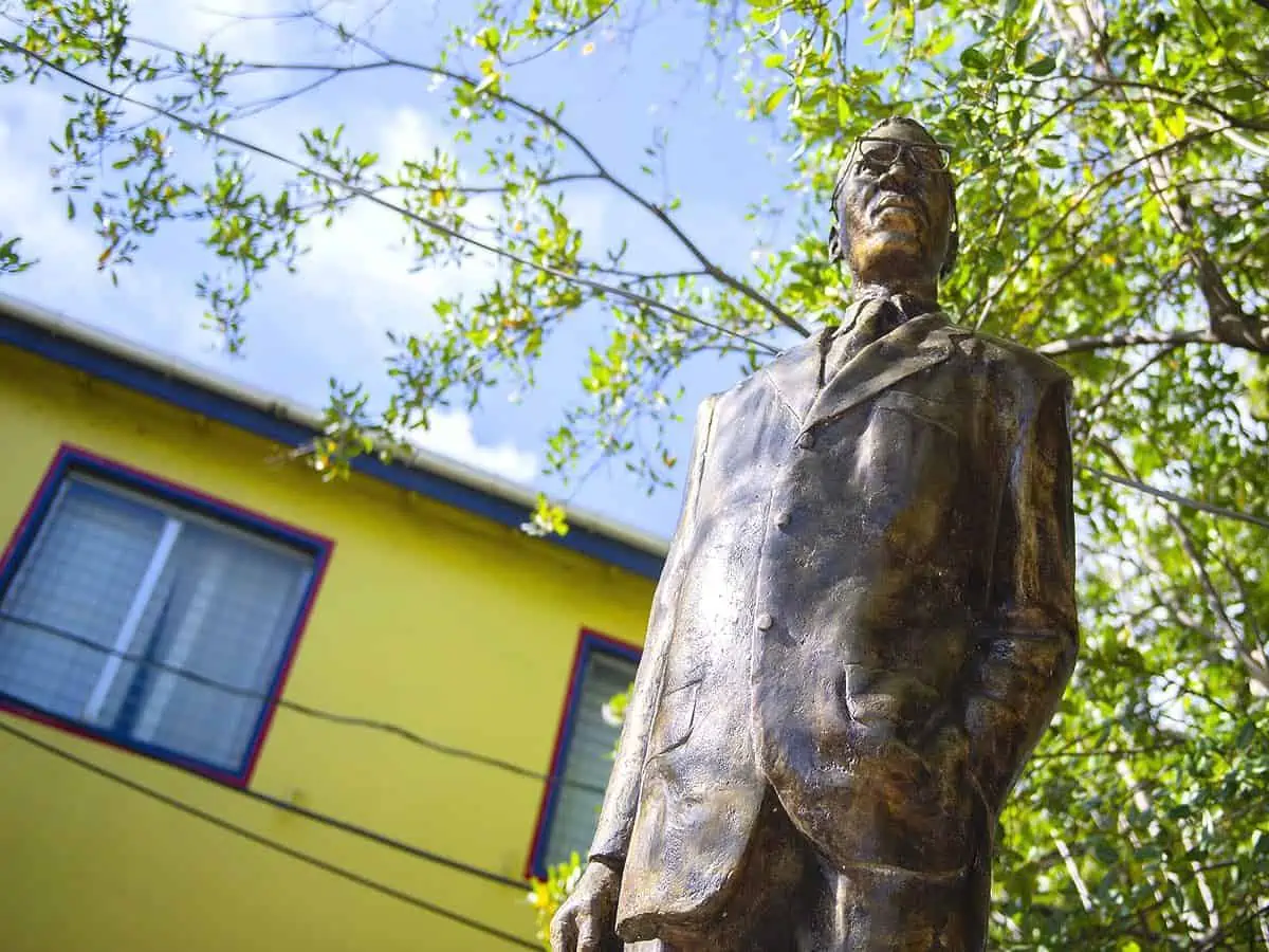 Bronze statue in front of a BVI Museum.