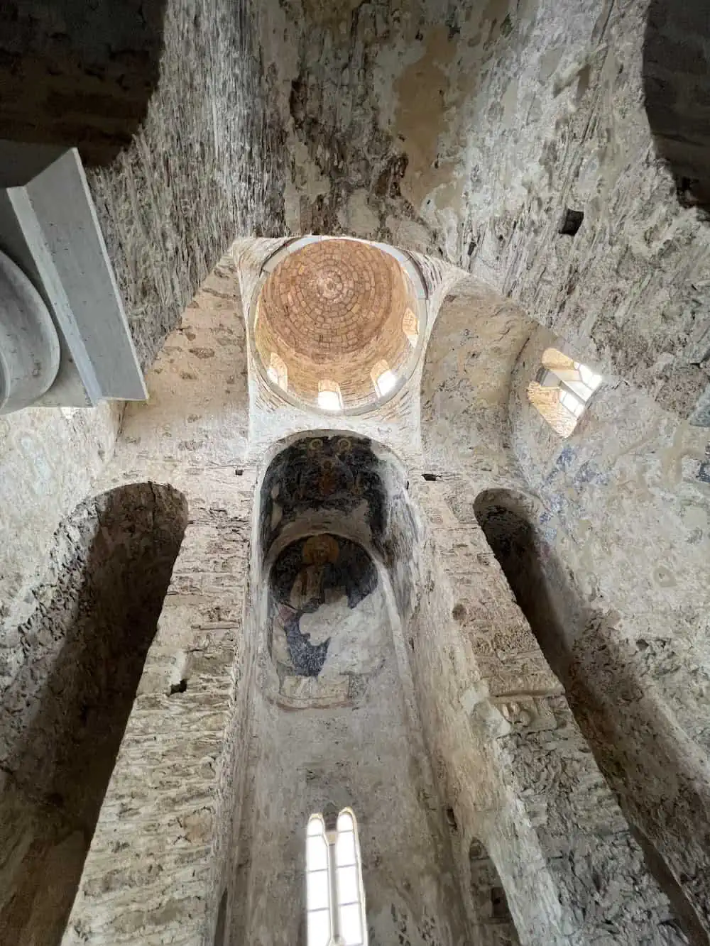 Interior of Byzantine church in Mystras. 