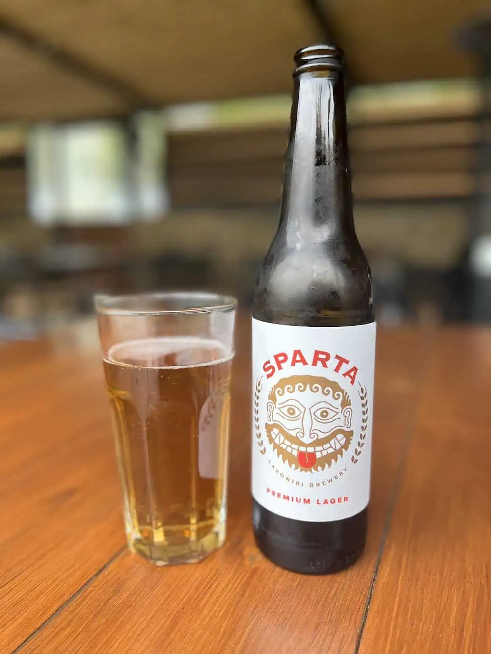 Bottle of Sparta beer in Sparti, Greece. 