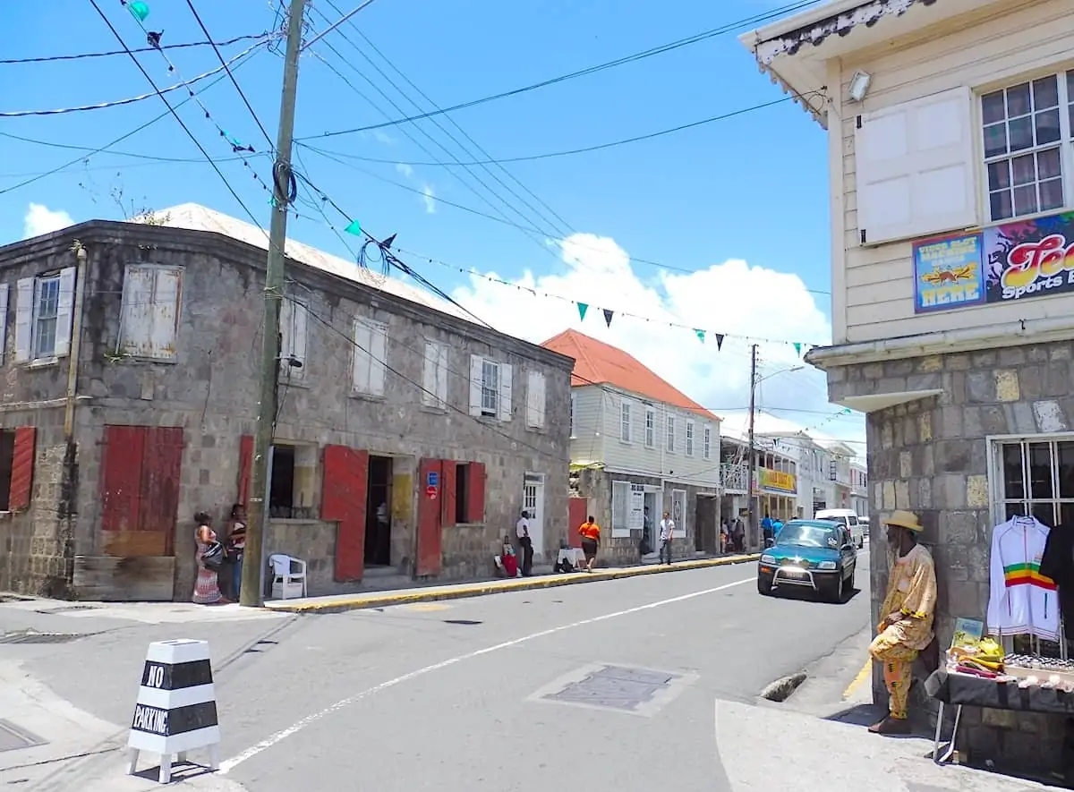 Street scene in Charlestown, Nevis. 