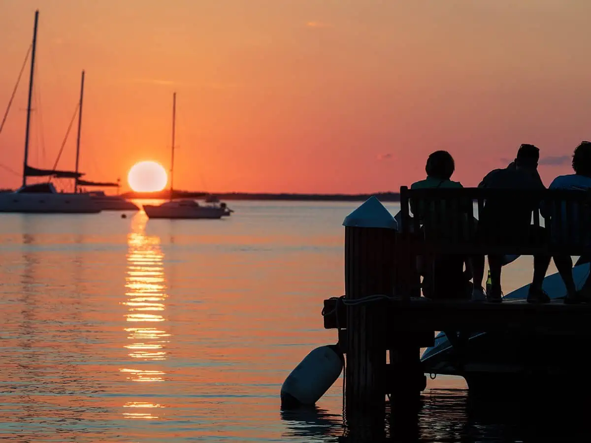 Perfect sunset view at Snooks with ships. 