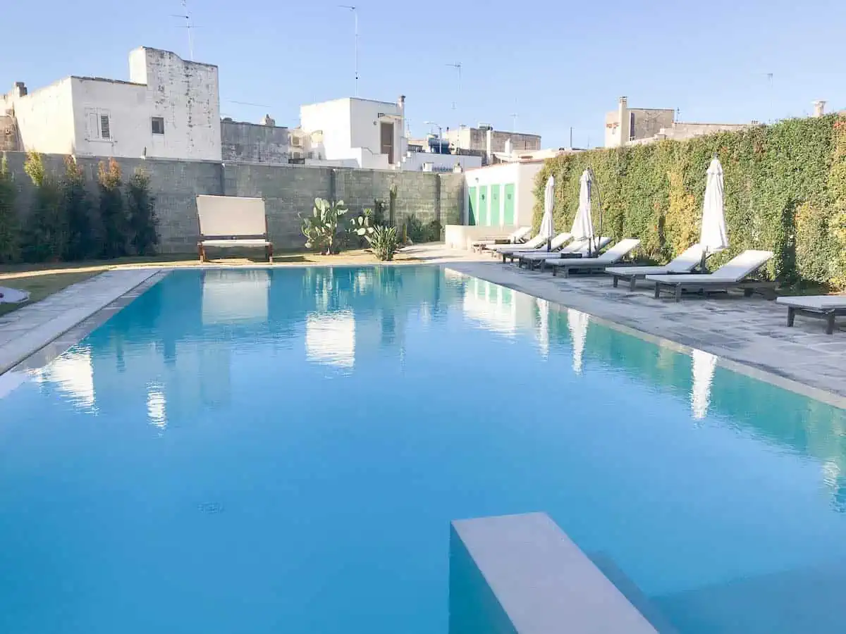 Swimming pool at Palazzo Ducale Venturi a luxury hotel in Puglia. 