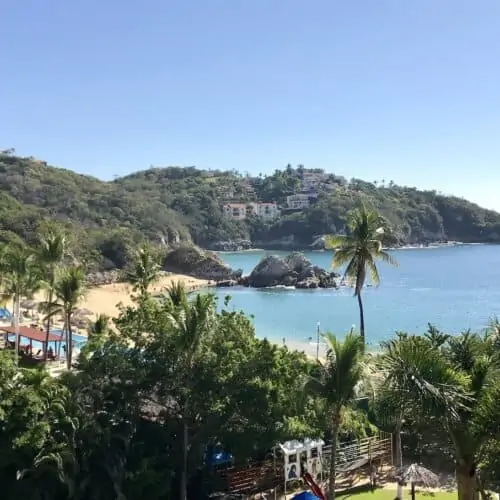 View of Tangolunda beach in Huatulco Mexico.