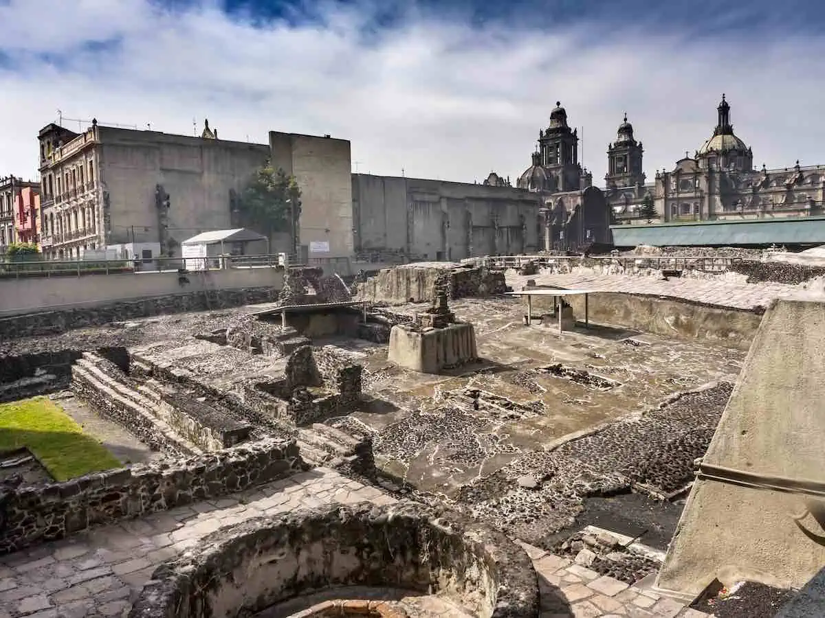 View of Templo Mayor in Mexico City. 