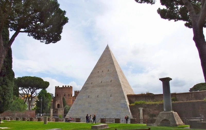 View of Testaccio's Pyramid of Cestius, an often overlooked treasure in Rome. 