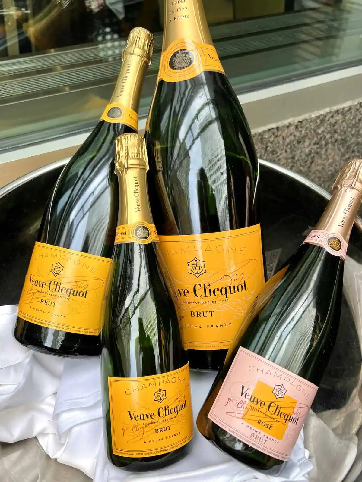 Bottles of Veuve Clicquot at terrace of Renior restaurant Sofitel Montreal. 