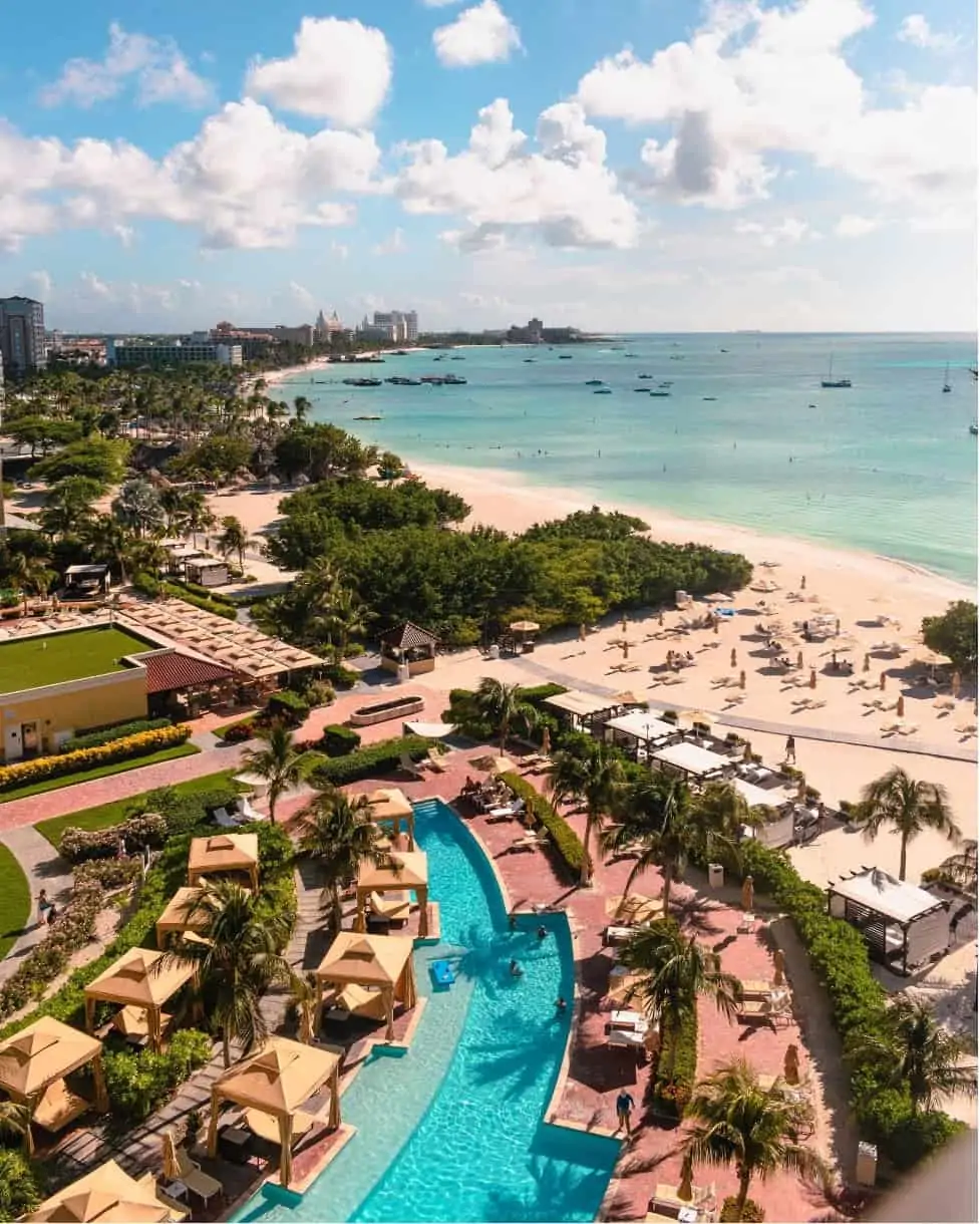 View of a swimming pool on Palm Beach. 