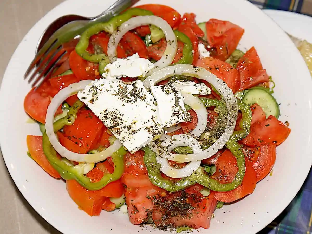 Cyprus salad of fresh tomatoes and cheese.