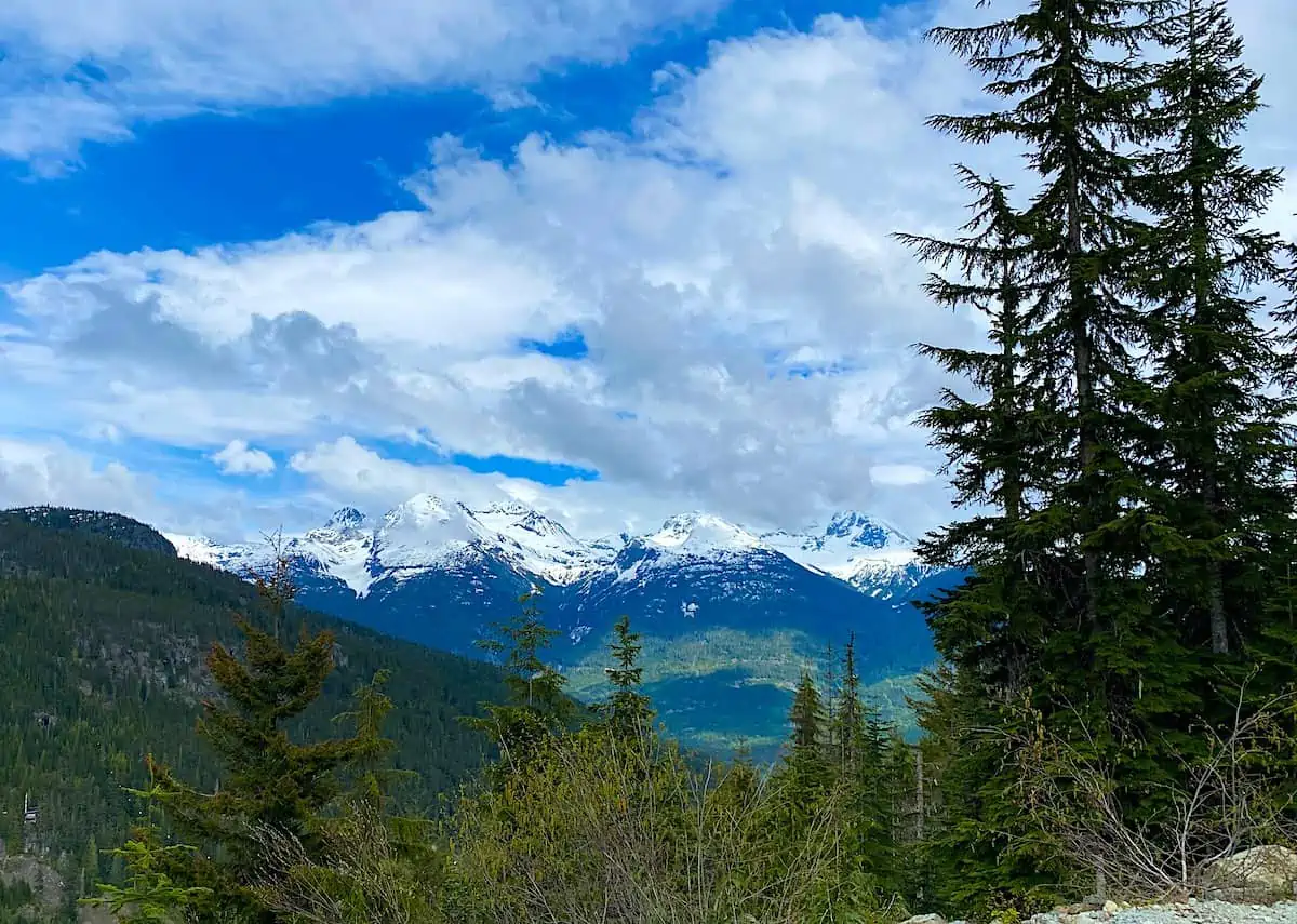 View of mountain scenery in Whistler in summer.