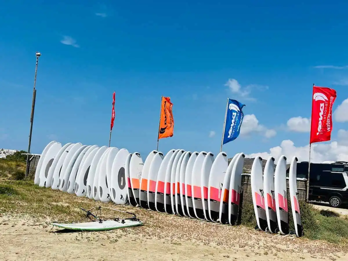 Boards for wind-surfing on Naxos. 