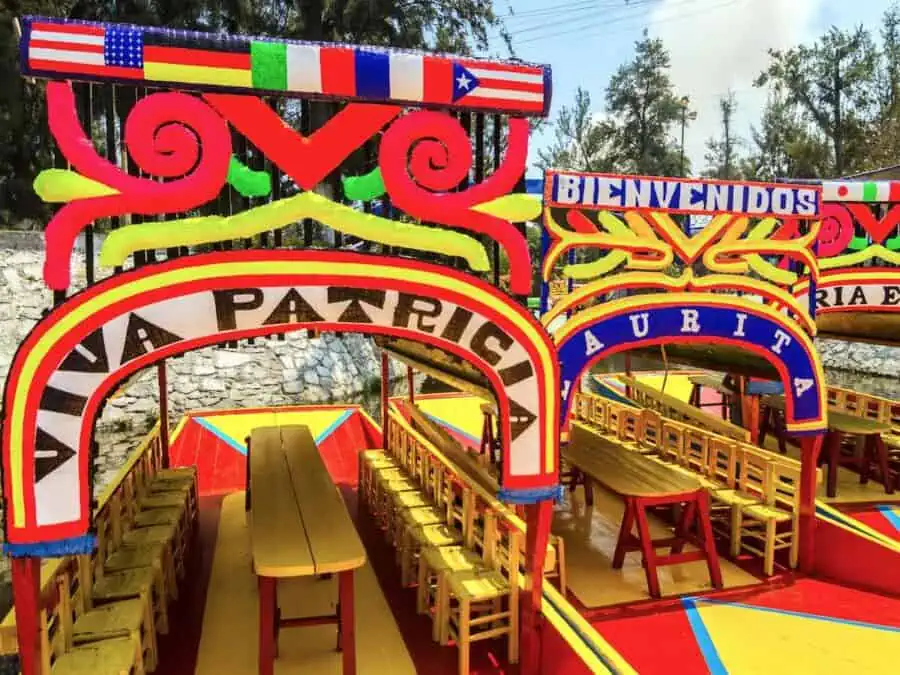 Close-up of boats in Xochimilco.